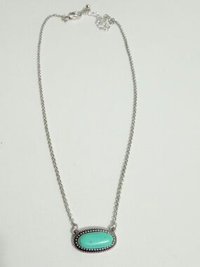 WESTERN Necklace with Turquoise Oval Pendant - Women Jewelry